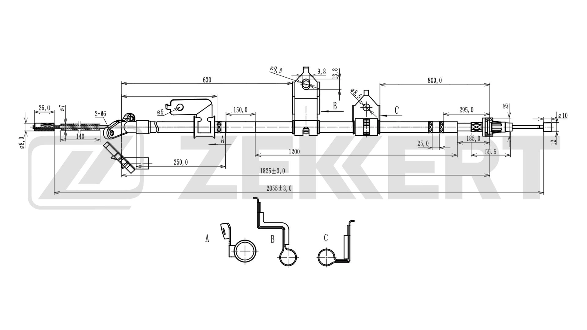 Тросик cтояночный тормоз ZEKKERT BZ-1025