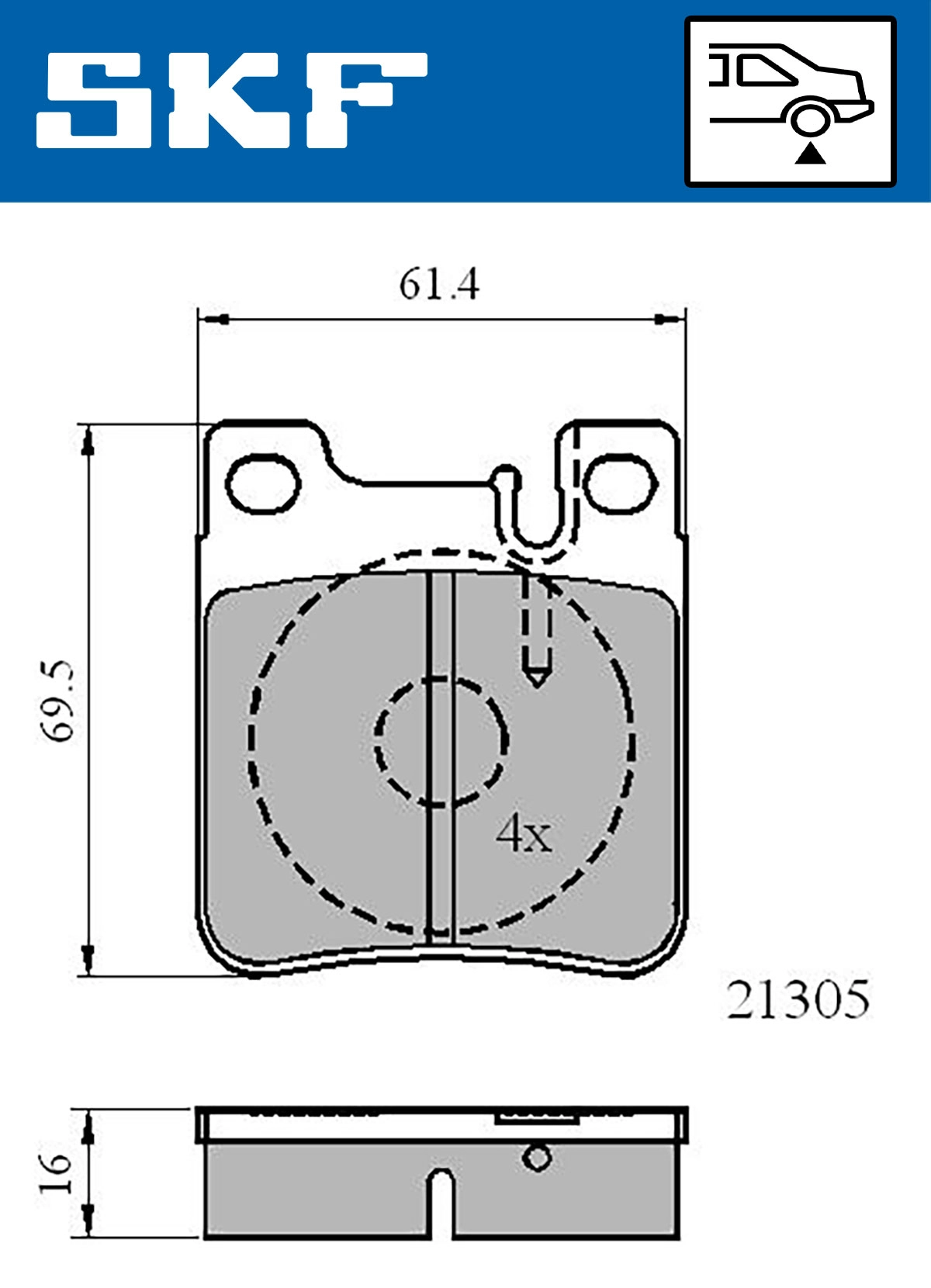 Комплект тормозных колодок дисковый тормоз SKF VKBP 90502