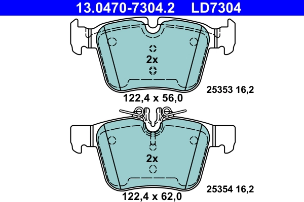 Комплект тормозных колодок дисковый тормоз ate ceramic ATE 13.0470-7304.2