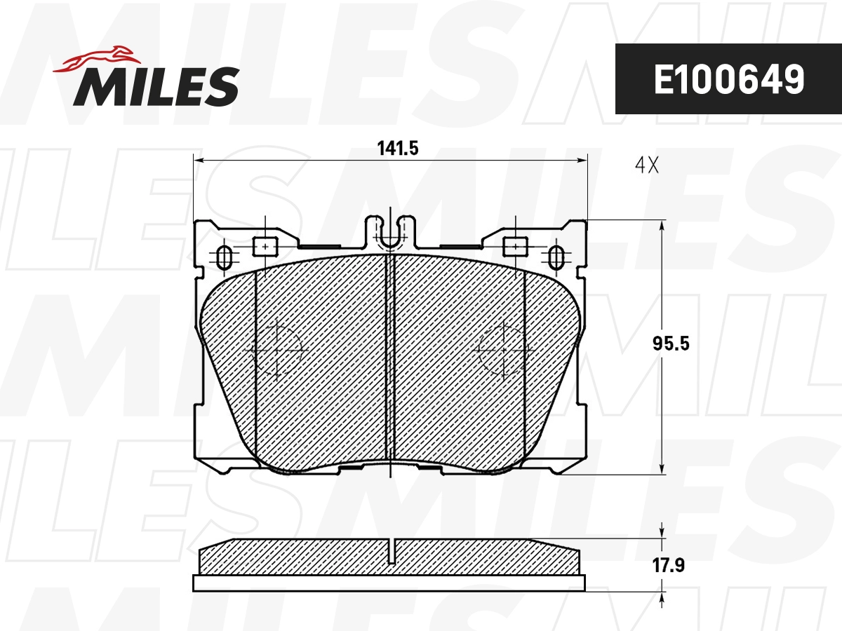 Комплект тормозных колодок дисковый тормоз MILES E100649