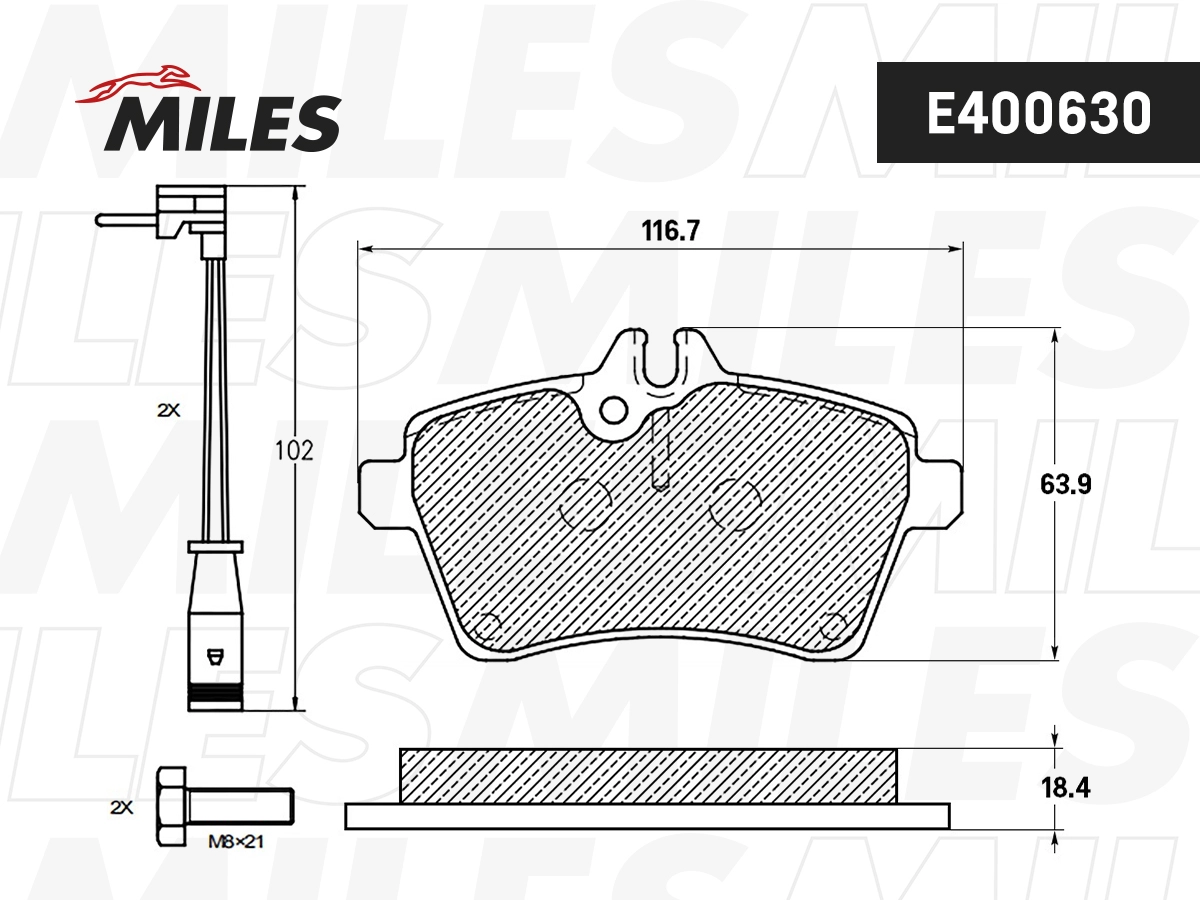 Комплект тормозных колодок дисковый тормоз MILES E400630