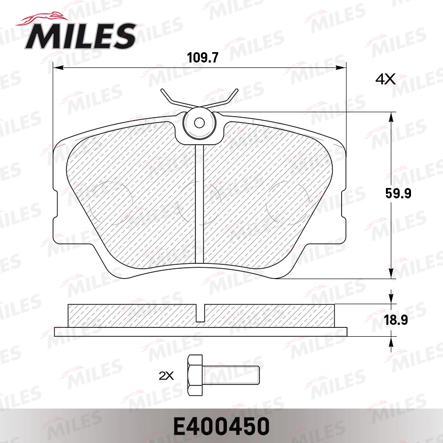 Комплект тормозных колодок дисковый тормоз MILES E400450