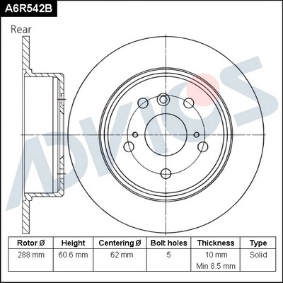 Тормозной диск ADVICS A6R542B