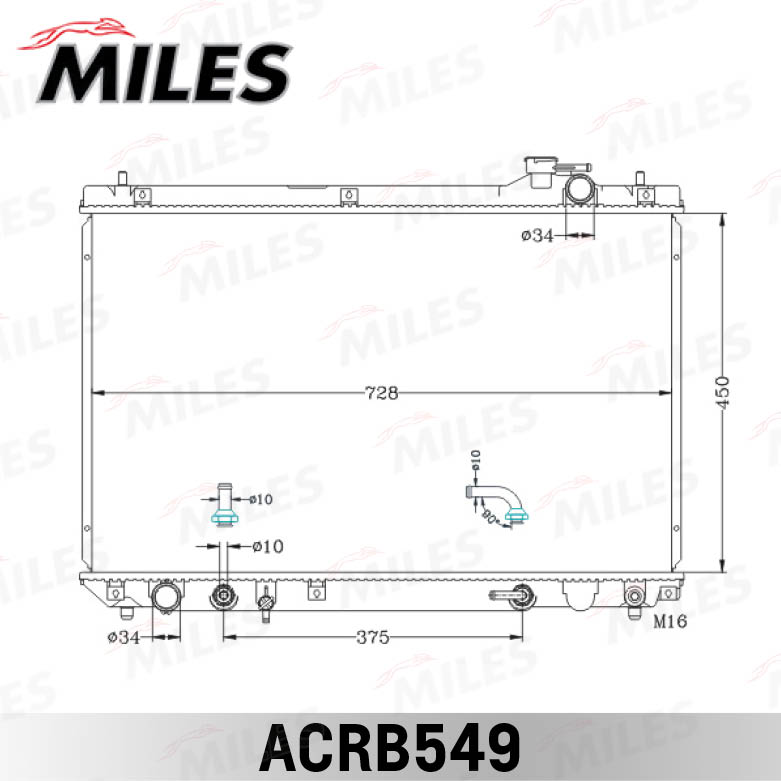 Радиатор охлаждение двигателя MILES ACRB549