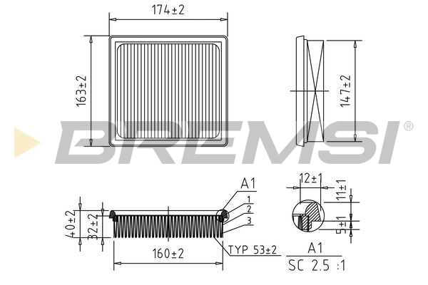 Воздушный фильтр BREMSI FA2344