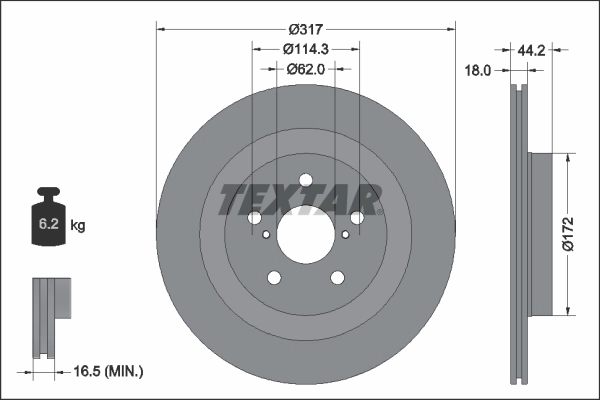 Тормозной диск pro TEXTAR 92343103