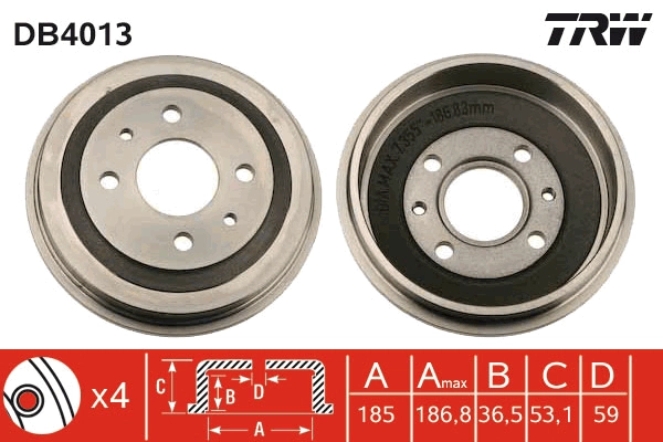 Тормозной барабан TRW DB4013