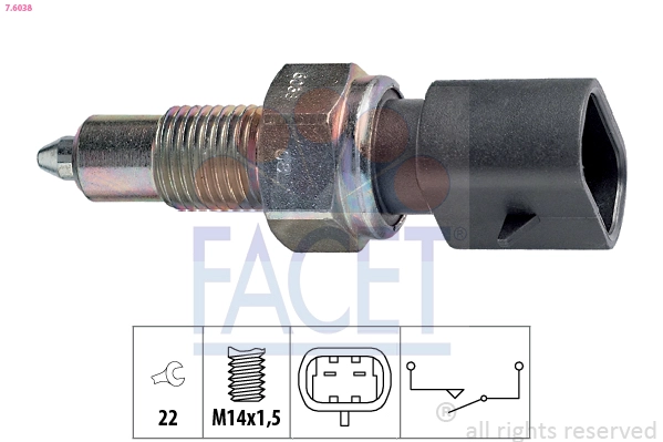 Выключатель фара заднего хода made in italy - oe equivalent FACET 7.6038
