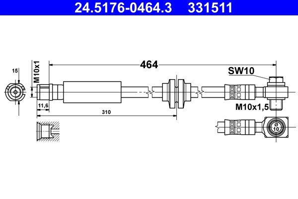 Тормозной шланг ATE 24.5176-0464.3