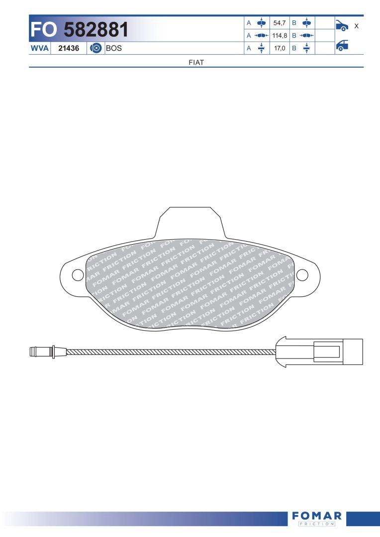 Комплект тормозных колодок дисковый тормоз FOMAR FRICTION FO 582881