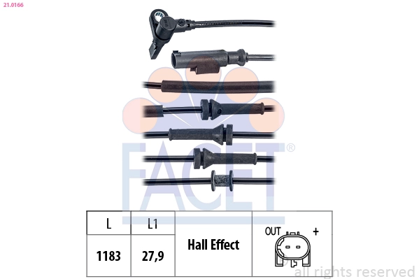 Датчик частота вращения колеса made in italy - oe equivalent FACET 21.0166
