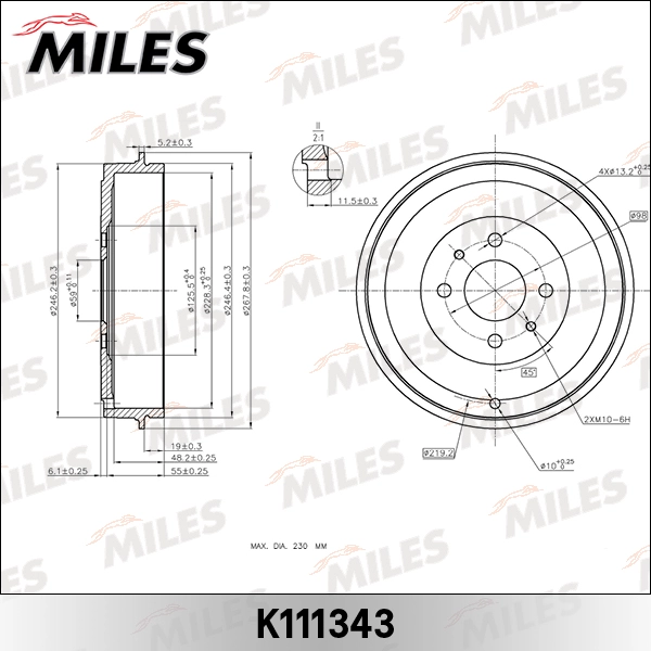 Тормозной барабан MILES K111343
