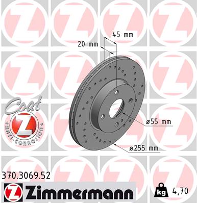 Тормозной диск sport brake disc z ZIMMERMANN 370.3069.52