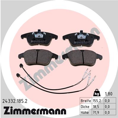 Комплект тормозных колодок дисковый тормоз ZIMMERMANN 24332.185.2