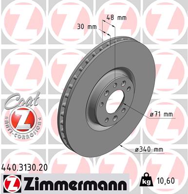 Тормозной диск coat z ZIMMERMANN 440.3130.20