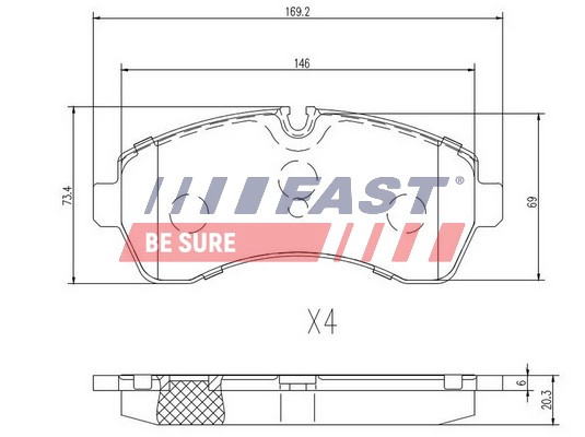 Комплект тормозных колодок дисковый тормоз FAST FT29022