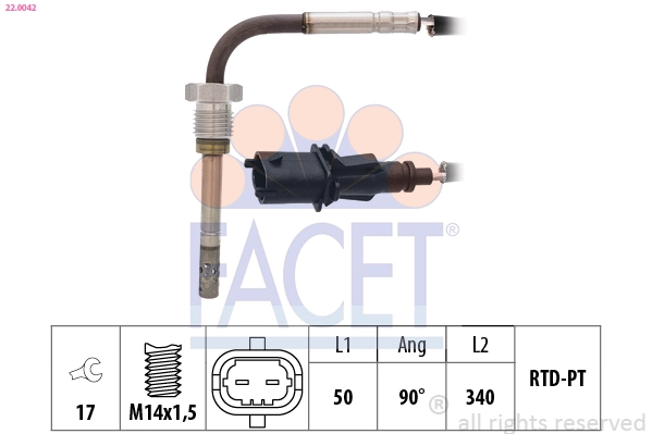 Датчик температура выхлопных газов made in italy - oe equivalent FACET 22.0042