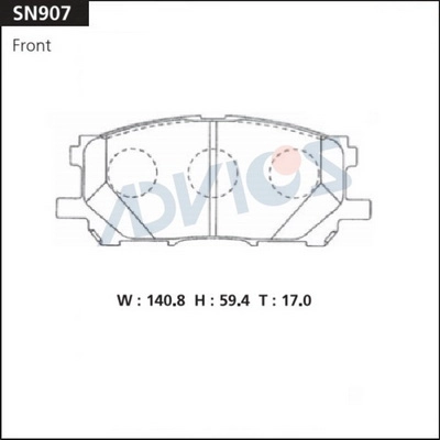 Комплект тормозных колодок дисковый тормоз ADVICS SN907