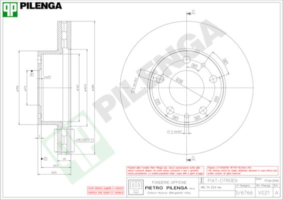 Тормозной диск PILENGA V021