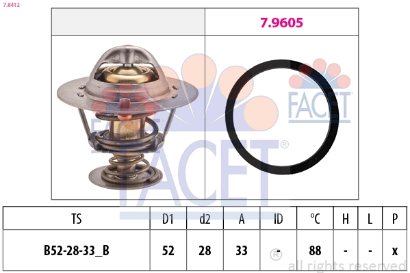 Термостат охлаждающая жидкость made in italy - oe equivalent FACET 7.8412