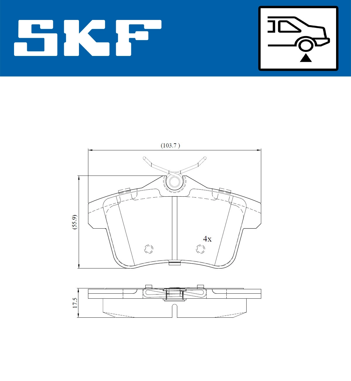 Комплект тормозных колодок дисковый тормоз SKF VKBP 90030