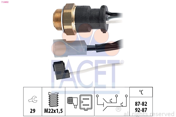 Термовыключатель вентилятор радиатора made in italy - oe equivalent FACET 7.5602