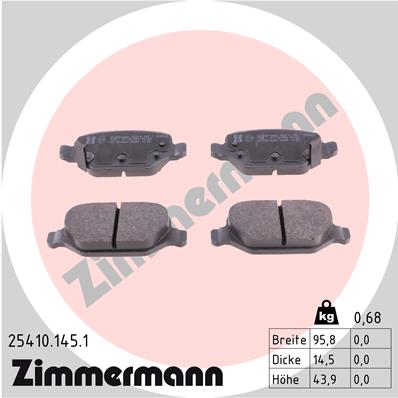 Комплект тормозных колодок дисковый тормоз ZIMMERMANN 25410.145.1