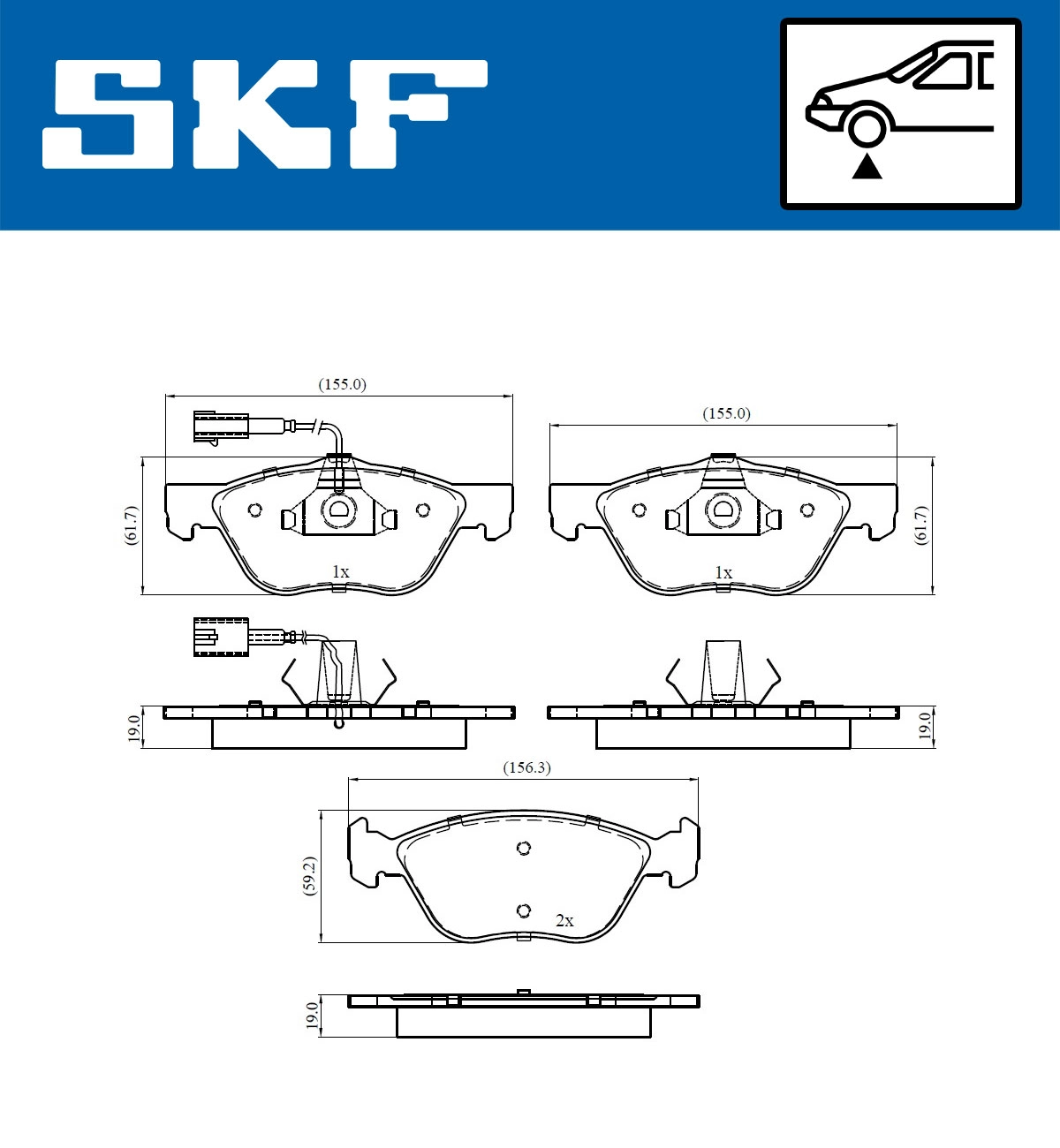 Комплект тормозных колодок дисковый тормоз SKF VKBP 80438 E