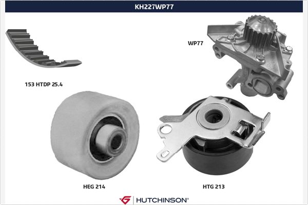 Водяной насос + комплект зубчатого ремня HUTCHINSON KH 227WP77