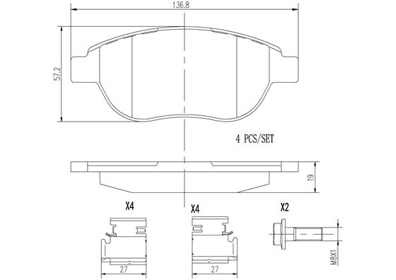 Комплект тормозных колодок дисковый тормоз prime line - ceramic BREMBO P61068N