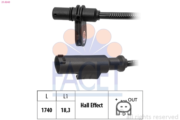 Датчик частота вращения колеса made in italy - oe equivalent FACET 21.0243