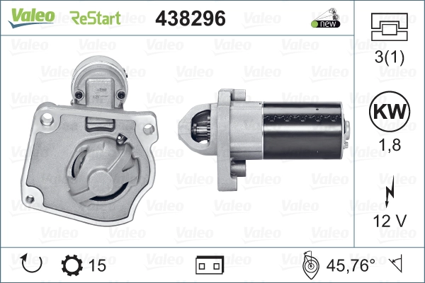 Стартер valeo origins new stopstart oe technology VALEO 438296