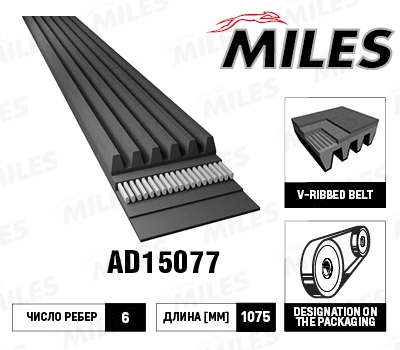 Поликлиновой ремень MILES AD15077