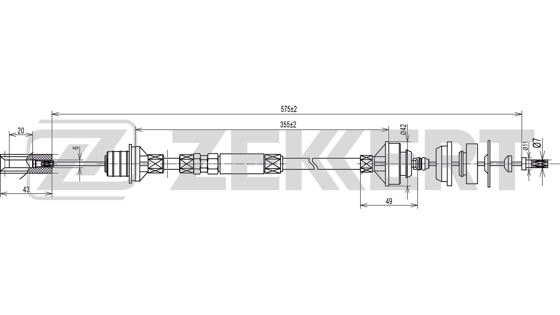 Трос управление сцеплением ZEKKERT BZ-1107
