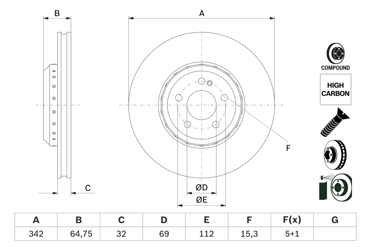 Тормозной диск BOSCH 0 986 479 G35