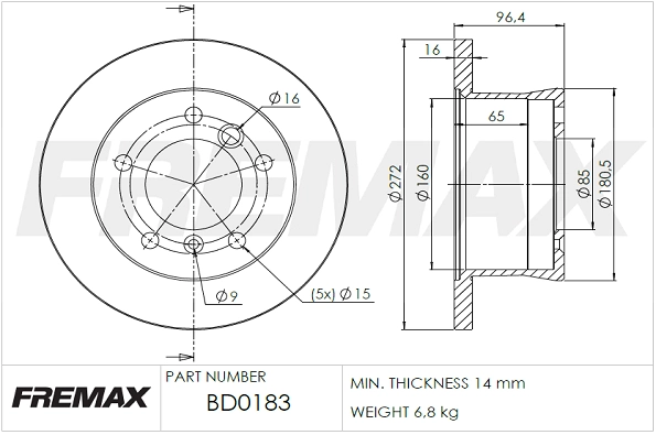 Тормозной диск FREMAX BD-0183