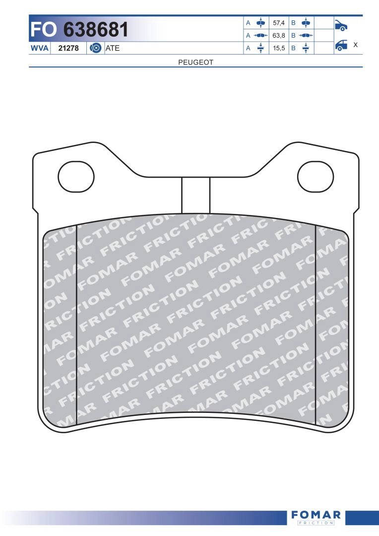 Комплект тормозных колодок дисковый тормоз FOMAR FRICTION FO 638681