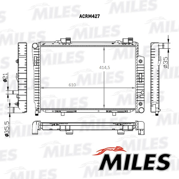 Радиатор охлаждение двигателя MILES ACRM427