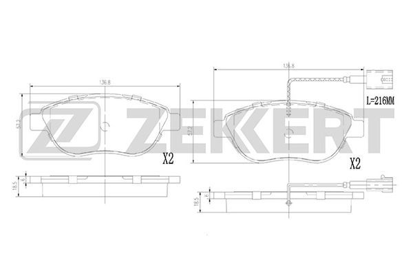 Комплект тормозных колодок дисковый тормоз ZEKKERT BS-2919