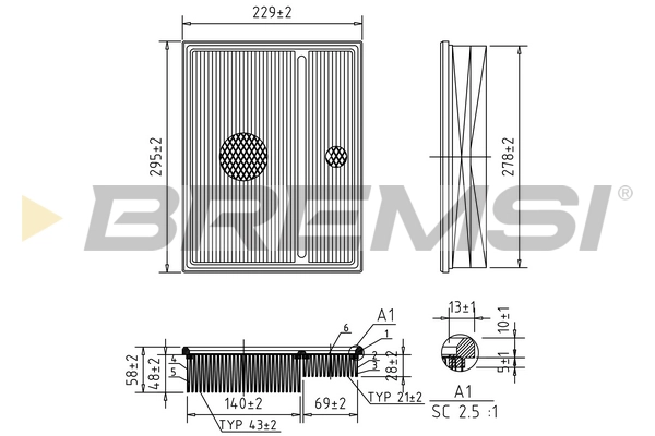 Воздушный фильтр BREMSI FA1368