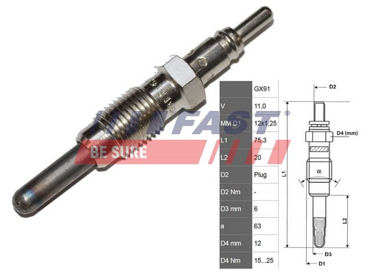 Свеча накаливания FAST FT82728