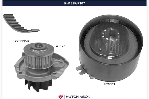 Водяной насос + комплект зубчатого ремня HUTCHINSON KH 139WP107