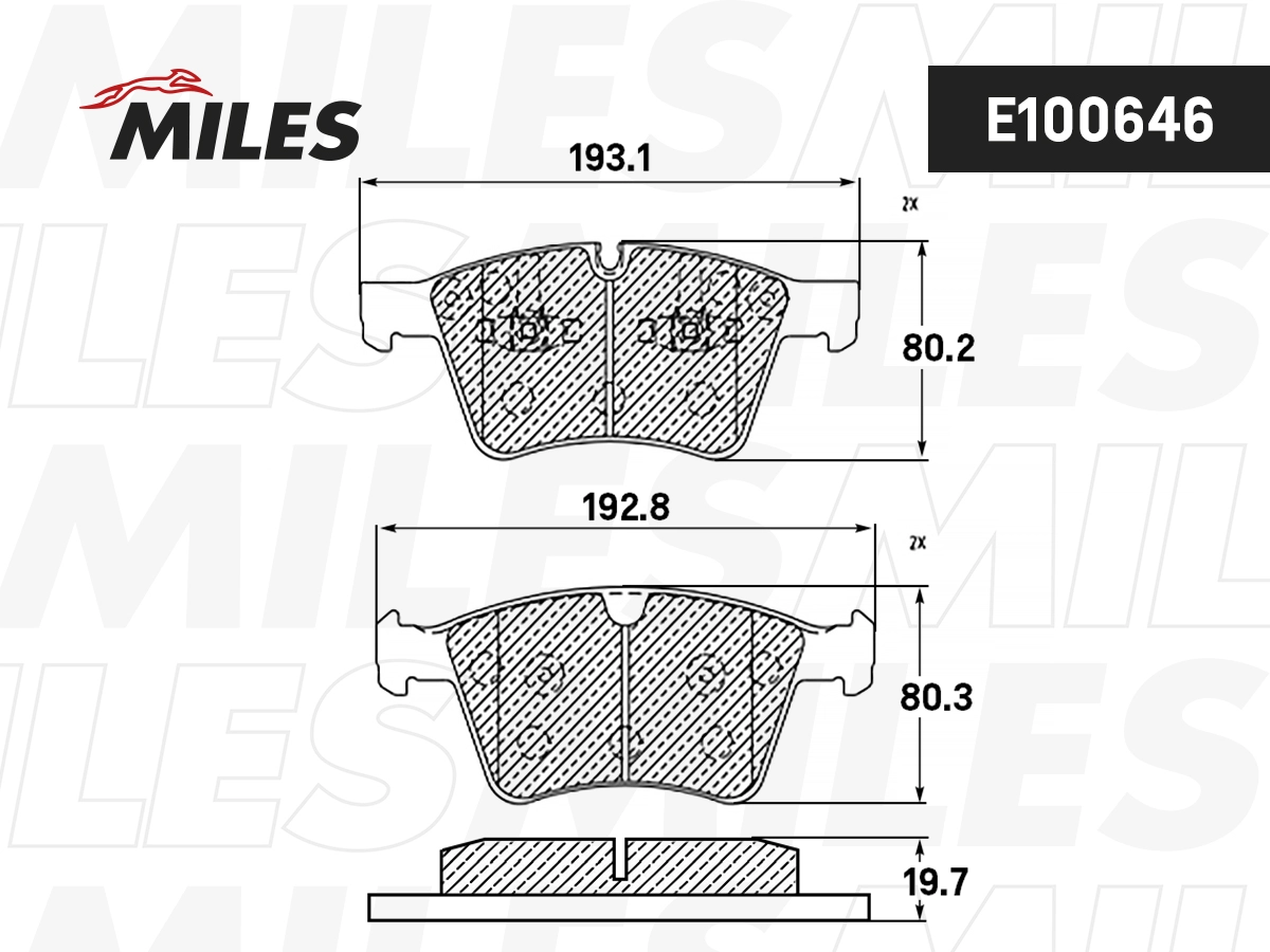 Комплект тормозных колодок дисковый тормоз MILES E100646