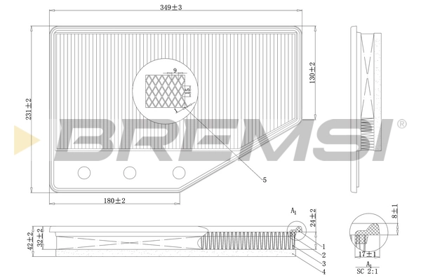Воздушный фильтр BREMSI FA1085