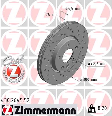 Тормозной диск sport brake disc z ZIMMERMANN 430.2645.52