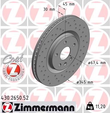Тормозной диск sport brake disc z ZIMMERMANN 430.2650.52