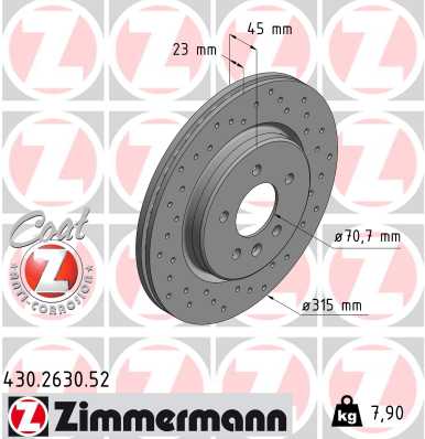 Тормозной диск sport brake disc z ZIMMERMANN 430.2630.52