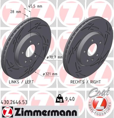 Тормозной диск black z ZIMMERMANN 430.2646.53