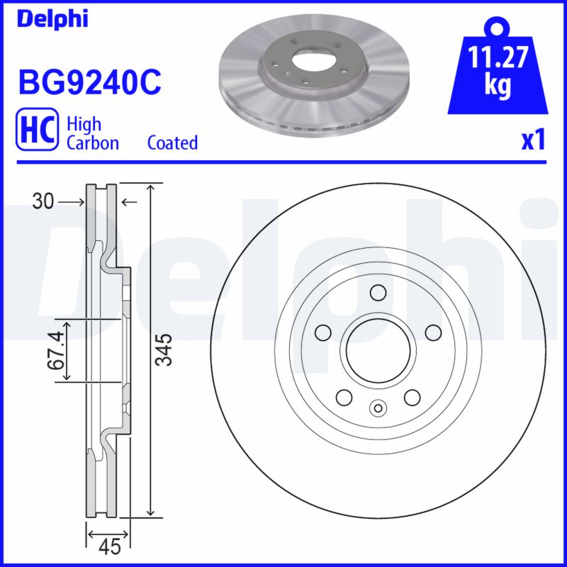 Тормозной диск DELPHI BG9240C