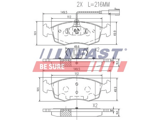 Комплект тормозных колодок дисковый тормоз FAST FT29083
